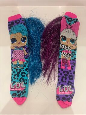 LOL Surprise! Doll Socks with Sparkle Hair - Pink & Teal